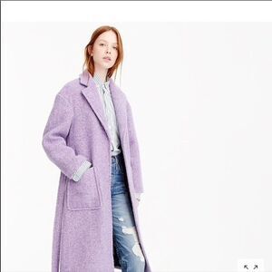 New J Crew Women's Long Wrap Coat In Boiled Wool Medium Petite Navy MP